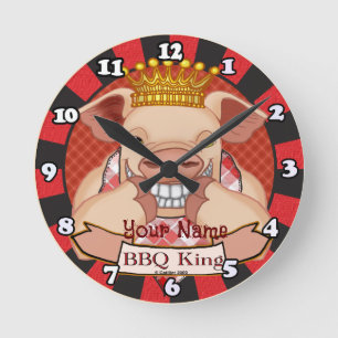 GRILLEN King Pig Clock Runde Wanduhr