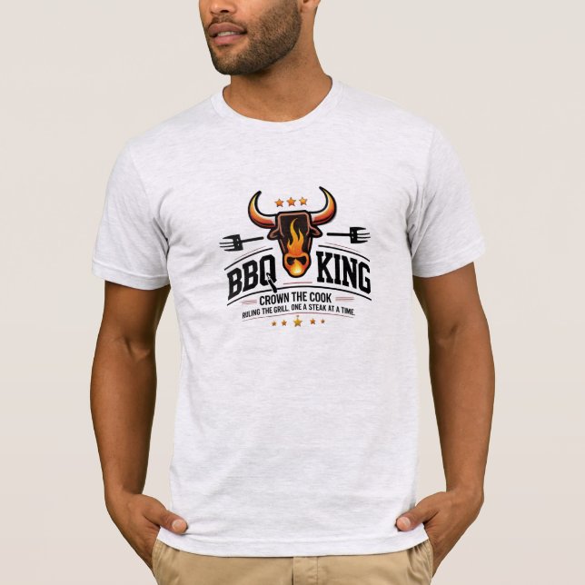 GRILLEN King - Premium Bull Flame T-Shirt für Gril (Vorderseite)