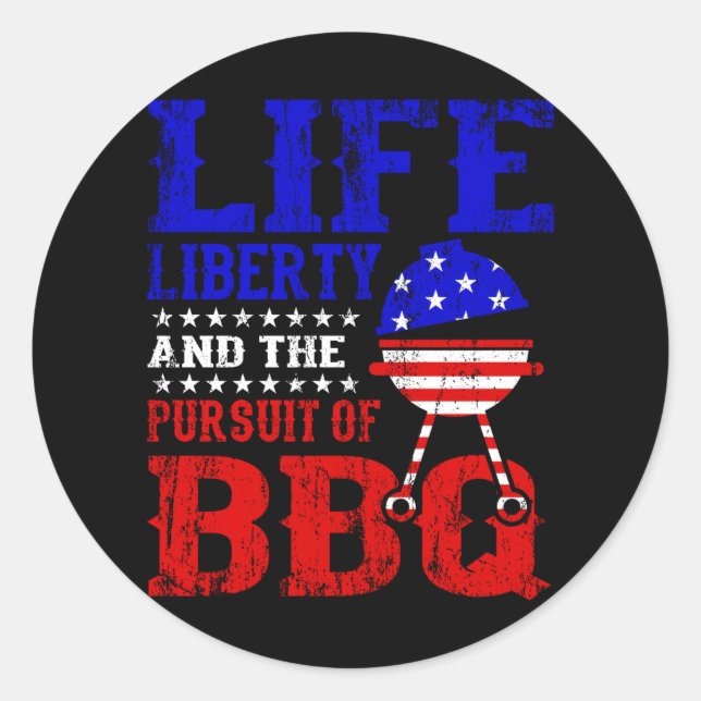 GRILLEN & LIBERTY Patriotic USA Incependence Day 4 Runder Aufkleber (Vorderseite)