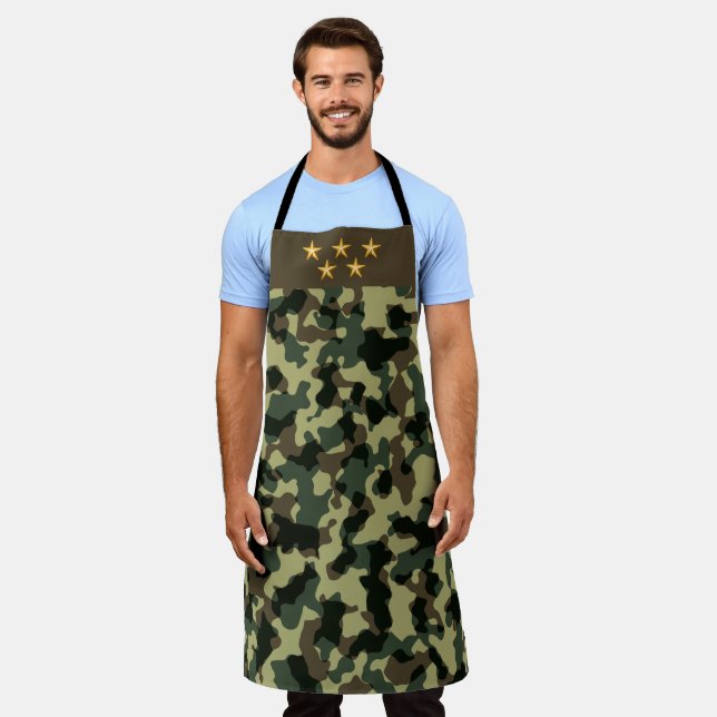GRILLEN Lover Griller Five Star Mama Vater Camoufl Schürze (Getragen)