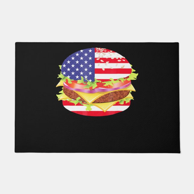 GRILLEN Lovers | Hamburger USA Flag 4. Juli GRILLE Fußmatte (Vorderseite)