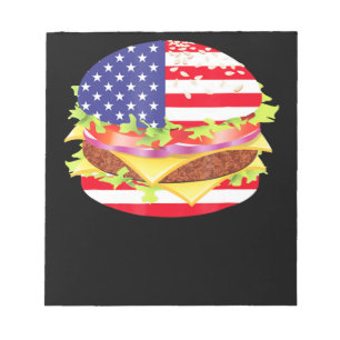 GRILLEN Lovers Hamburger USA Flag 4. Juli GRILLE Notizblock