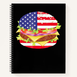 GRILLEN Lovers Hamburger USA Flag 4. Juli GRILLE Notizbuch