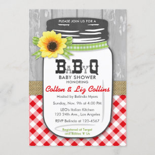 GRILLEN Mason Jar Babydusche Einladung Red & Green