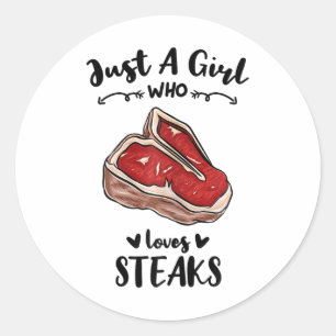 Grillen nur ein Mädchen, das Steak Lieben Runder Aufkleber
