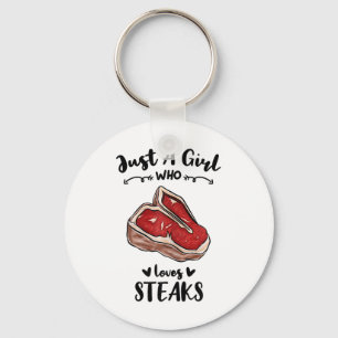 Grillen nur ein Mädchen, das Steak Lieben Schlüsselanhänger