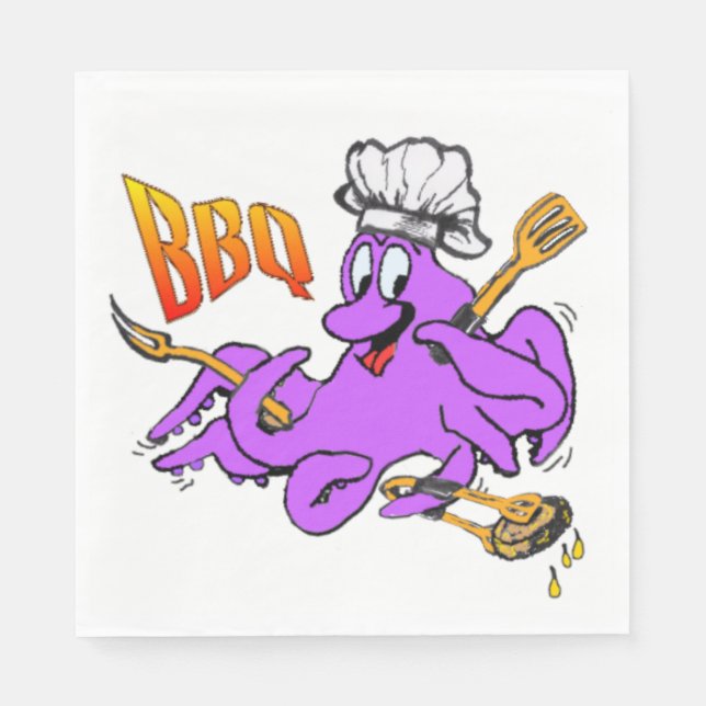 GRILLEN Octopus Weißbuch Napkins Serviette (Vorderseite)
