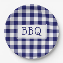 Grillen Party Classic Blue and White Gingham Pappteller
