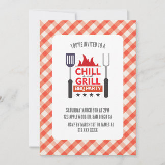 GRILLEN Party Einladung, Größe: 5" x 7" Einladung