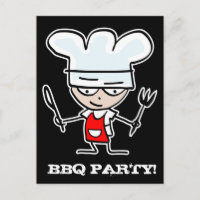 GRILLEN Party Einladung Postkarten | Cartoon Koch
