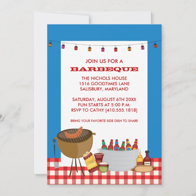 GRILLEN Party Einladungen (Vorderseite)