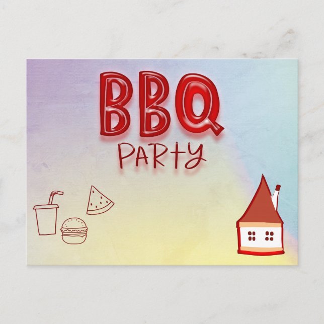 GRILLEN Party Einladungspostkarte (Vorderseite)