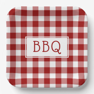 GRILLEN-Party von Red and White Gingham Pattern Pappteller