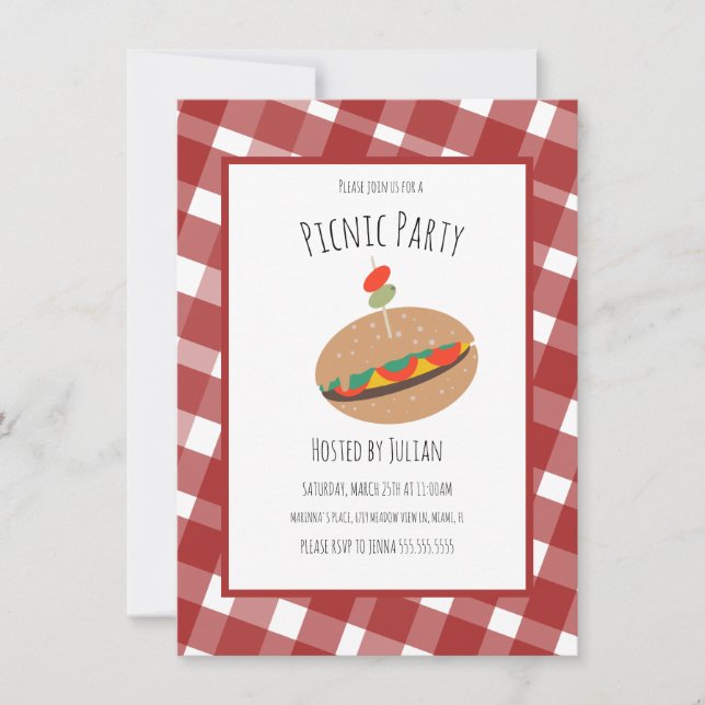 Grillen Picnic Event Sandwich Einladung zum Vatert (Vorderseite)