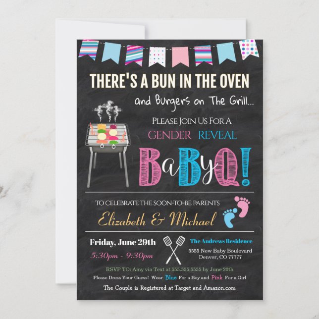 Grillen Picnic Invitation zur Aufdeckung von Baby- Einladung (Vorderseite)