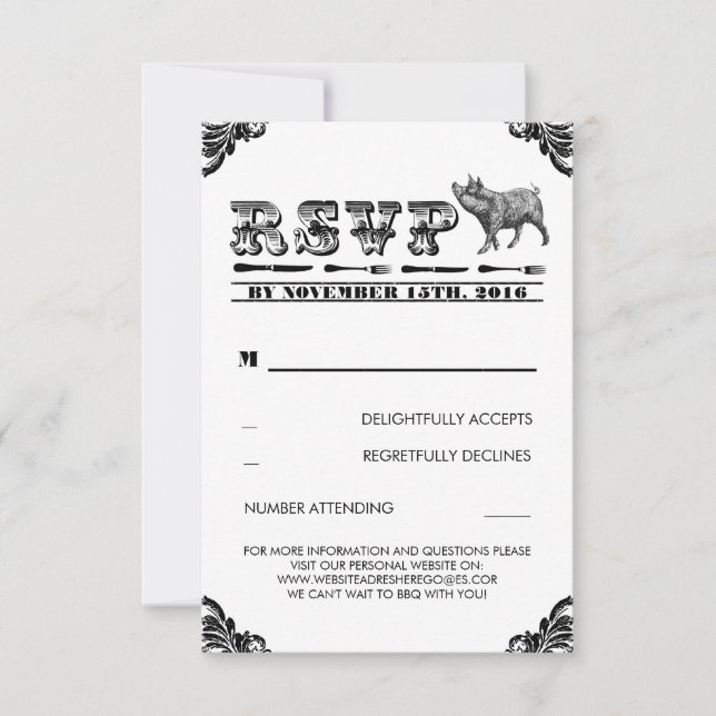 GRILLEN PIG ROAST RSVP CARDS KARTE (Vorderseite)