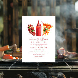 GRILLEN Pizza Gender Natural Baby Dusche Einladung