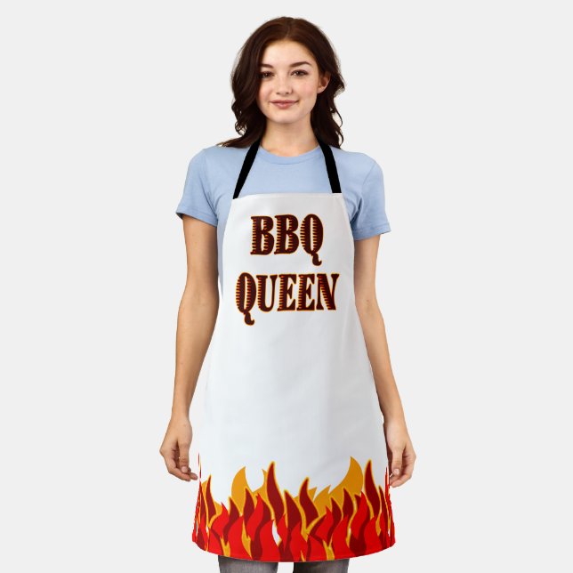 GRILLEN Queen Red Flames Cookout Sprichwort Schürz Schürze (Getragen)