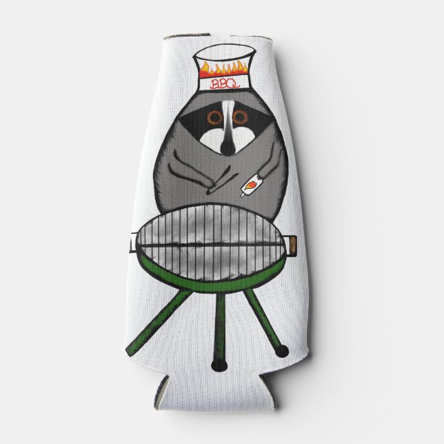 GRILLEN Raccoon über Flasche Cozie Flaschenkühler (Vorderseite)