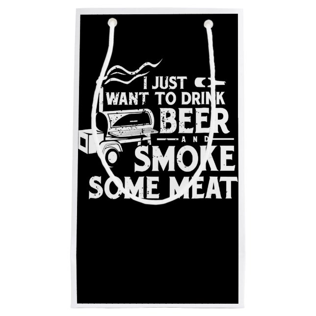 GRILLEN Rauchen Pitmaster Gift Drink Bier Rauchfle Kleine Geschenktüte (Vorderseite)