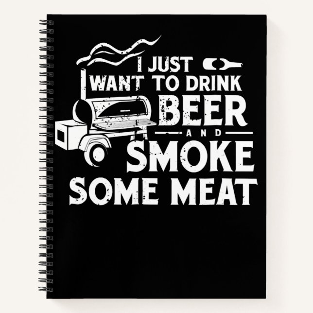 Grillen Rauchen Pitmaster Gift Drink Bier Rauchfle Notizbuch (Vorderseite)