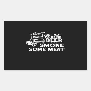 GRILLEN Rauchen Pitmaster Gift Drink Bier Rauchfle Rechteckiger Aufkleber