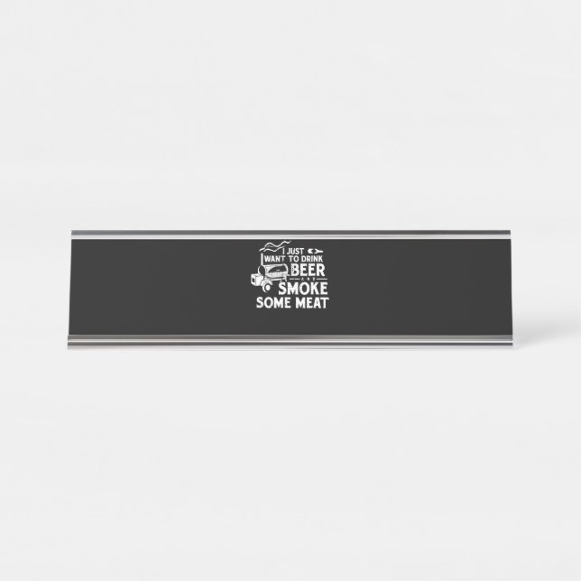 GRILLEN Rauchen Pitmaster Gift Drink Bier Rauchfle Schreibtischnamensplakette (Vorderseite )