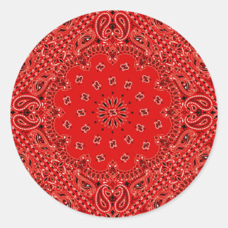 GRILLEN Red Paisley Western Bandana Scarf Print Runder Aufkleber