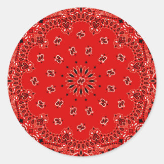 GRILLEN Red Paisley Western Bandana Scarf Print Runder Aufkleber