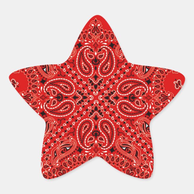GRILLEN Red Paisley Western Bandana Scarf Print Stern-Aufkleber (Vorderseite)