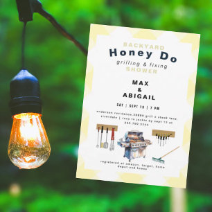 Grillen & Reparieren Honey Do Yellow Paare-Party  Einladung