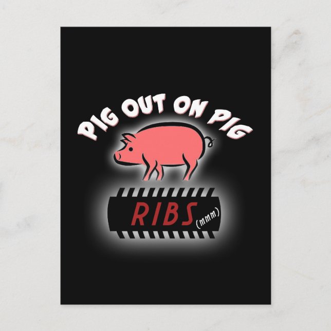 GRILLEN Ribs Party laden Postkarte ein (Vorderseite)