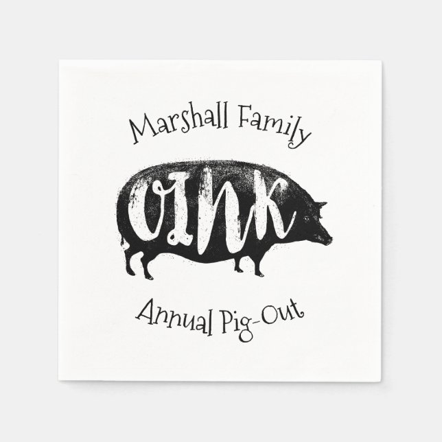 Grillen Ribs Vintag Pig Funny Serviette (Vorderseite)