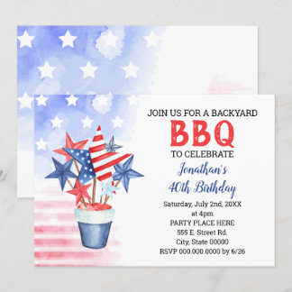 GRILLEN Rot-Weiß-Geburtstagsparty Einladung