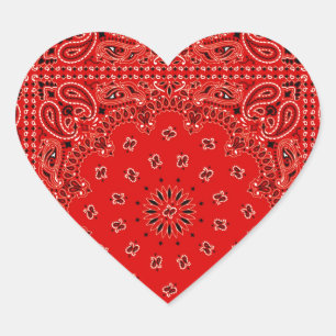 GRILLEN roter Paisley-Westernbandana-Schal-Druck Herz-Aufkleber
