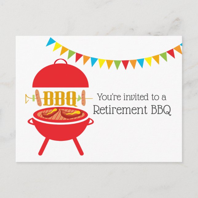 Grillen Ruhestand Party, Grill, Grillen Grill, wil Einladungspostkarte (Vorderseite)