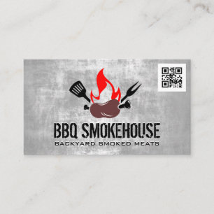 GRILLEN Sausage Fire qr Code Business Card Visitenkarte