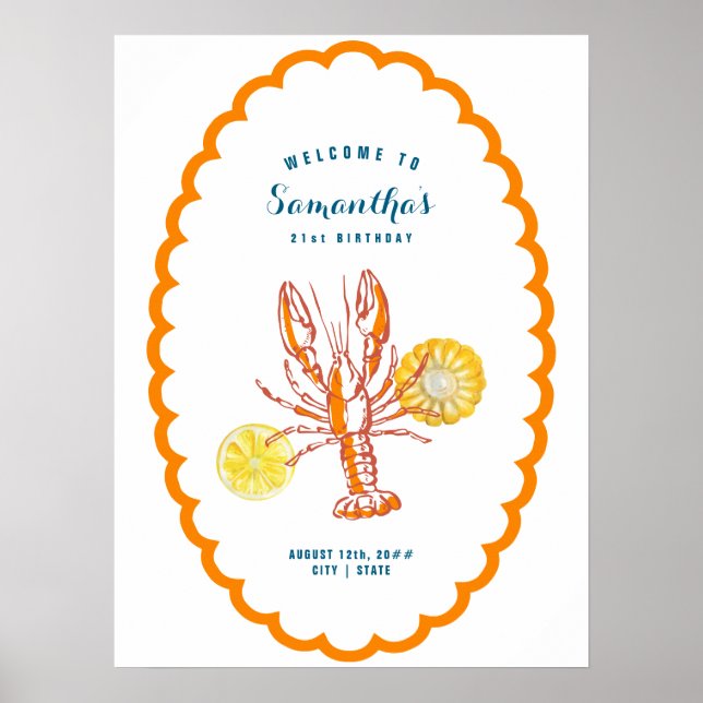 Grillen Seafood Summer Party Willkommen im Grillre Poster (Vorne)