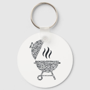 Grillen Shape Collage Silhouette Grill Cook Shirt Schlüsselanhänger
