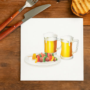 GRILLEN Skewers und Bier Summer Cookie Serviette