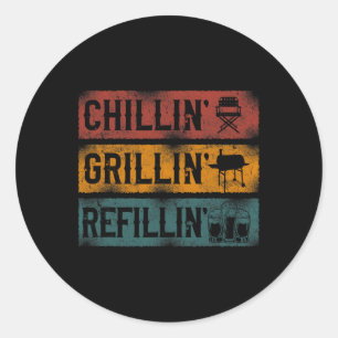 Grillen Smoker Chillin' Grillin' Refillin' Runder Aufkleber