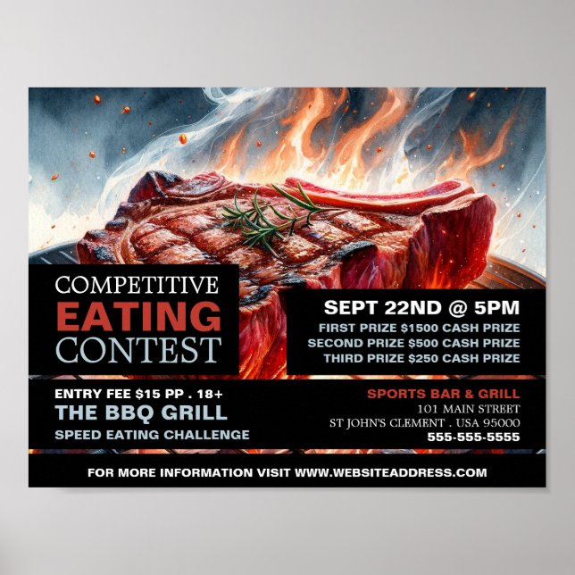 GRILLEN Steak - Wettbewerb/Speed Eating Contest Poster (Vorne)