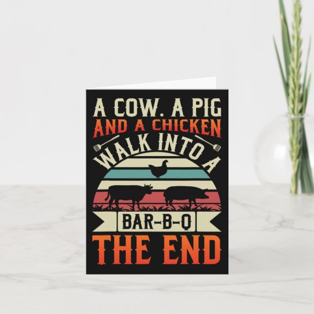 Grillen Summer Grillin Cow Pig Chicken for Men Gra Karte (Vorderseite)