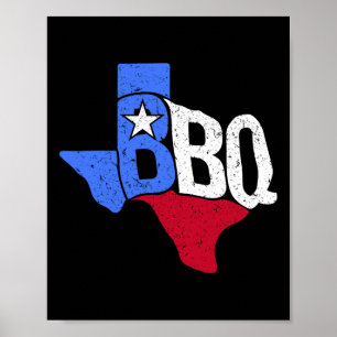 Grillen Texas Staatsflagge und Byrbecker Karte Poster