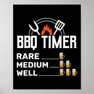 Grillen Timer Funny Beer Drink Ba geräuchertes Fle Poster
