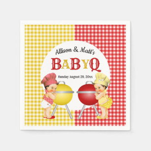 Grillen über das Geschlecht Rot-Gelb-Gingham-Baby  Serviette