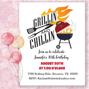 Grillen und Chillen Gartengrillfest BBQ Geburtstag Einladung