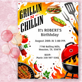 Grillen und Chillen Sommer BBQ-Party Einladung