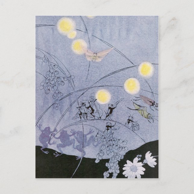 Grillen und Frösche machen Nachtmusik Postkarte (Vorderseite)