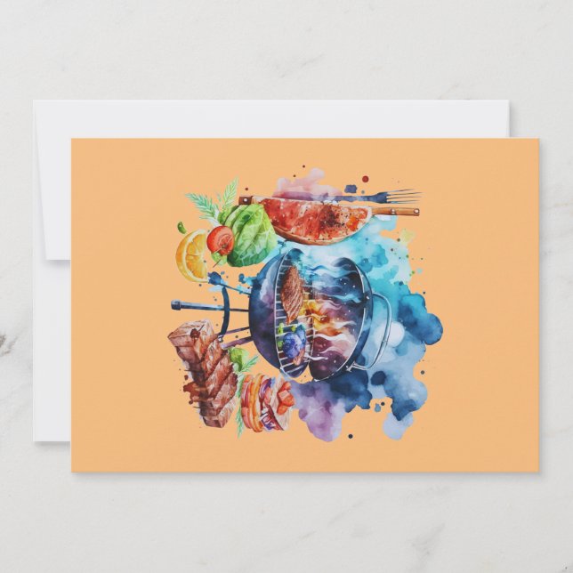 GRILLEN und Grill Einladung (Vorderseite)